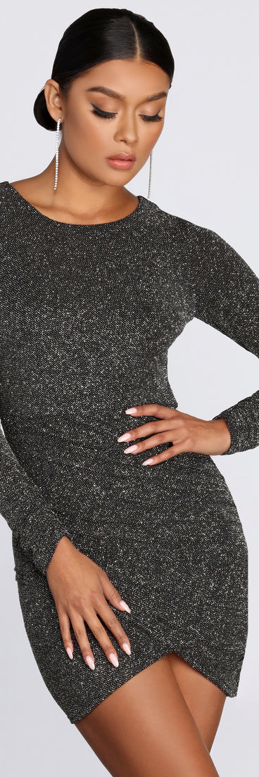 Real Love Glitter Mini Dress helps create the best bachelorette party outfit or the bride's sultry bachelorette dress for a look that slays!