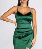 Radiating Ruched Satin Mini Dress