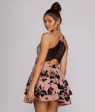 Flocked Floral Skater Dress