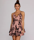 Flocked Floral Skater Dress