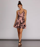 Flocked Floral Skater Dress