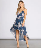 Floral Chiffon High Low Dress creates the perfect spring wedding guest dress or cocktail attire with stylish details in the latest trends for 2023!