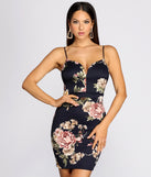 Flower Of Love Scuba Mini Dress creates the perfect spring wedding guest dress or cocktail attire with stylish details in the latest trends for 2023!