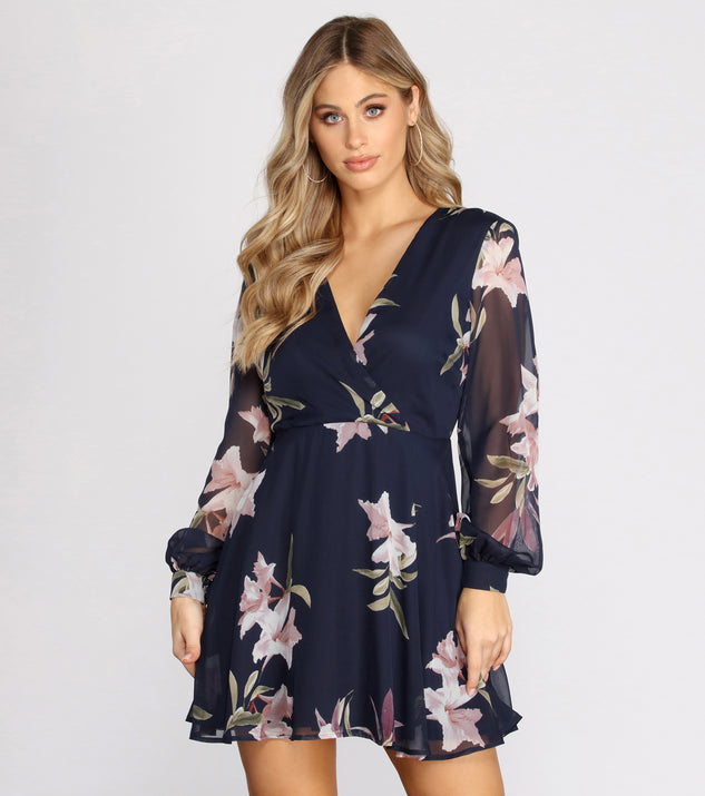Floral Chiffon Long Sleeve Skater Dress is a trendy pick to create 2023 festival outfits, festival dresses, outfits for concerts or raves, and complete your best party outfits!