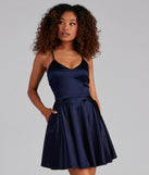 Stunning In Satin Skater Dress creates the perfect spring wedding guest dress or cocktail attire with stylish details in the latest trends for 2023!