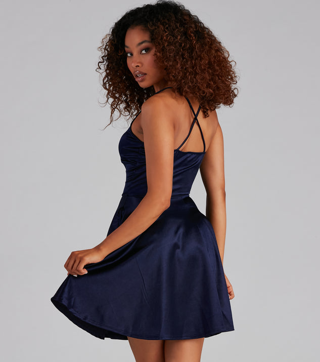 Stunning In Satin Skater Dress