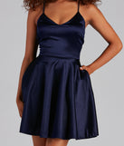 Stunning In Satin Skater Dress creates the perfect spring wedding guest dress or cocktail attire with stylish details in the latest trends for 2023!