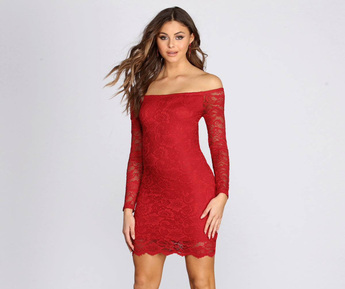 Lovely Lace Off The Shoulder Mini Dress