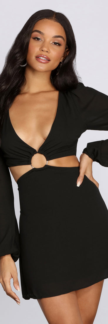 O-Ring Waist Cut Out Mini Dress