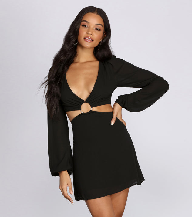 O-Ring Waist Cut Out Mini Dress