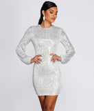 Long Sleeve Sequin Mini Dress helps create the best bachelorette party outfit or the bride's sultry bachelorette dress for a look that slays!