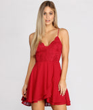 The Chiffon Lace Darling Skater Dress is a gorgeous pick as your 2023 prom dress or formal gown for wedding guest, spring bridesmaid, or army ball attire!