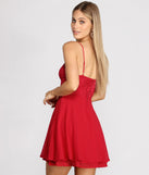 The Chiffon Lace Darling Skater Dress is a gorgeous pick as your 2023 prom dress or formal gown for wedding guest, spring bridesmaid, or army ball attire!
