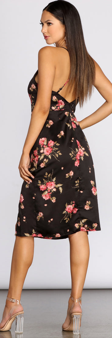 Floral Dreaming Satin Midi Dress