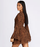 Leopard Bell Sleeve Chiffon Mini Dress is a trendy pick to create 2023 festival outfits, festival dresses, outfits for concerts or raves, and complete your best party outfits!