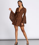 Leopard Bell Sleeve Chiffon Mini Dress is a trendy pick to create 2023 festival outfits, festival dresses, outfits for concerts or raves, and complete your best party outfits!