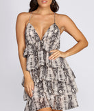 Snake Print Ruffle Mini Dress creates the perfect spring wedding guest dress or cocktail attire with stylish details in the latest trends for 2023!