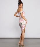 Floral Off The Shoulder Asymmetrical Midi Dress creates the perfect spring wedding guest dress or cocktail attire with stylish details in the latest trends for 2023!