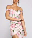 Floral Off The Shoulder Asymmetrical Midi Dress creates the perfect spring wedding guest dress or cocktail attire with stylish details in the latest trends for 2023!