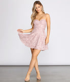 Turn On The Charm Lace Embroidery Skater Dress creates the perfect spring wedding guest dress or cocktail attire with stylish details in the latest trends for 2023!