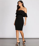 The Crepe Off Shoulder Fold Over Midi Dress is a gorgeous pick as your 2023 prom dress or formal gown for wedding guest, spring bridesmaid, or army ball attire!