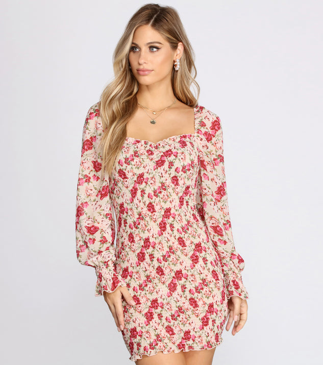 Fleur Paradise Chiffon Smocked Mini Dress
