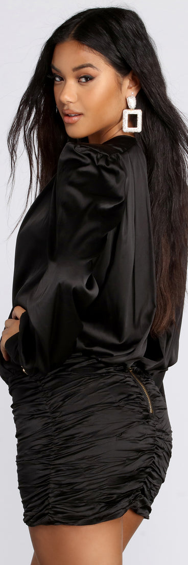 The Chic And Sleek Wrap Mini Dress is a gorgeous pick as your 2023 prom dress or formal gown for wedding guest, spring bridesmaid, or army ball attire!