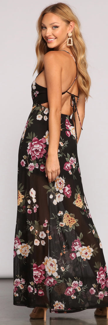 Pop Of Floral Mesh Maxi Dress creates the perfect spring wedding guest dress or cocktail attire with stylish details in the latest trends for 2023!