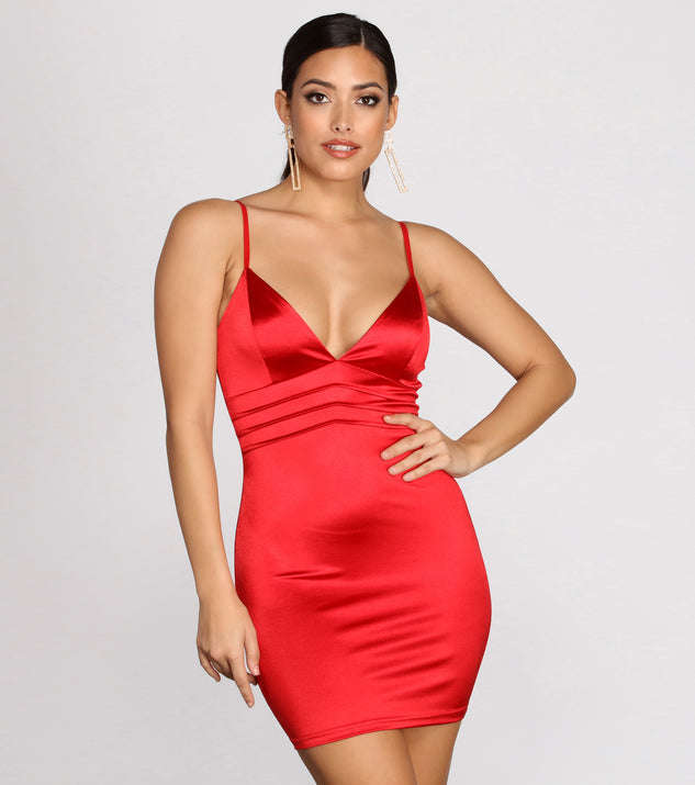 You’ll make a statement in So Sultry In Satin Mini Dress as an NYE club dress, a tight dress for holiday parties, sexy clubwear, or a sultry bodycon dress for that fitted silhouette.