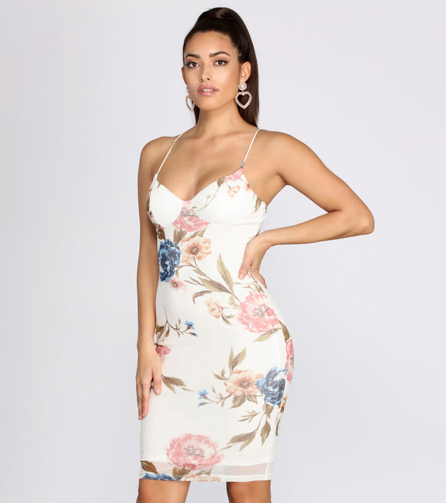 Floral Fashionista Mesh Midi Dress for 2022 festival outfits, festival dress, outfits for raves, concert outfits, and/or club outfits