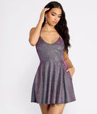 Gianna Formal Glitter Skater Dress creates the perfect spring wedding guest dress or cocktail attire with stylish details in the latest trends for 2023!