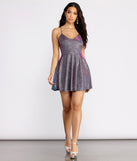 Gianna Formal Glitter Skater Dress creates the perfect spring wedding guest dress or cocktail attire with stylish details in the latest trends for 2023!