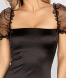 Feelin' Slick Satin Puff Sleeve Mini Dress