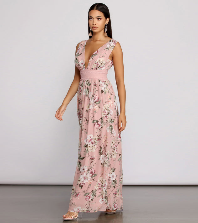 Floral Beauty Sleeveless Chiffon Maxi Dress & Windsor