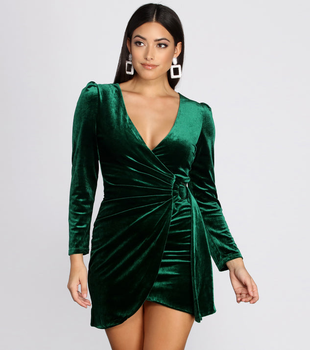 Put A Ring On It Velvet Mini Dress creates the perfect spring wedding guest dress or cocktail attire with stylish details in the latest trends for 2023!
