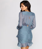 Sultry Chiffon Pleated Mini Dress creates the perfect spring wedding guest dress or cocktail attire with stylish details in the latest trends for 2023!