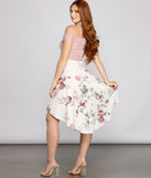 Lace Floral Off Shoulder High Low Dress