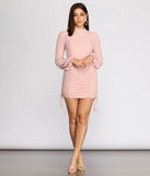 Ruched And Ready Mock Neck Mini Dress
