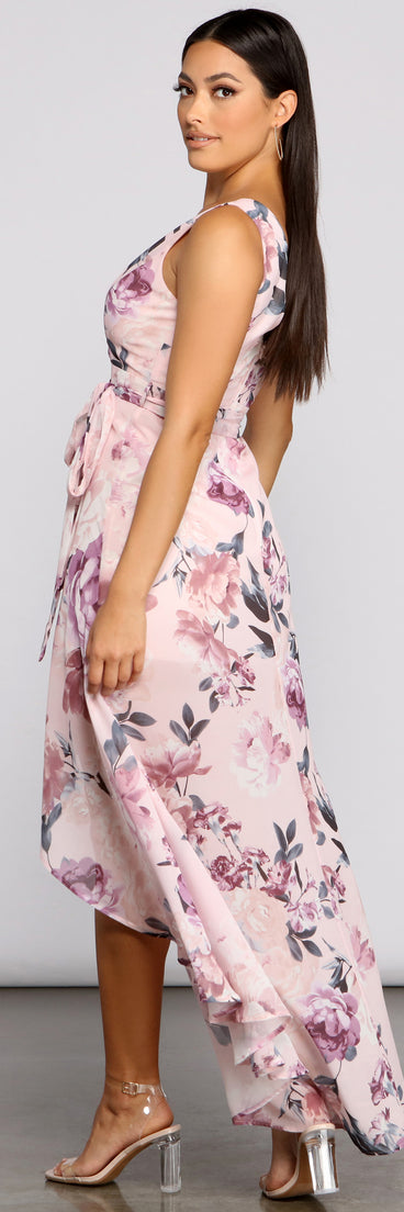Wrapped In Romance Floral Chiffon Maxi Dress creates the perfect spring wedding guest dress or cocktail attire with stylish details in the latest trends for 2023!