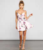 Floral Beauty Crepe Skater Dress creates the perfect spring wedding guest dress or cocktail attire with stylish details in the latest trends for 2023!
