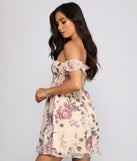 Chic Floral Chiffon Off The Shoulder Mini Dress creates the perfect spring wedding guest dress or cocktail attire with stylish details in the latest trends for 2023!
