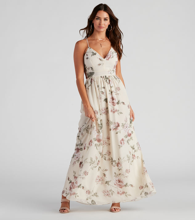 Floral Romance Chiffon Maxi Dress creates the perfect summer wedding guest dress or cocktail party dresss with stylish details in the latest trends for 2023!