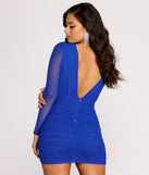 Mesh Long Sleeve Deep V Mini Dress creates the perfect spring wedding guest dress or cocktail attire with stylish details in the latest trends for 2023!