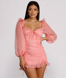 Lace Be Real Organza Sleeve Mini Dress creates the perfect summer wedding guest dress or cocktail party dresss with stylish details in the latest trends for 2023!