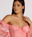 Lace Be Real Organza Sleeve Mini Dress creates the perfect summer wedding guest dress or cocktail party dresss with stylish details in the latest trends for 2023!