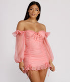 Lace Be Real Organza Sleeve Mini Dress creates the perfect summer wedding guest dress or cocktail party dresss with stylish details in the latest trends for 2023!