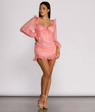 Lace Be Real Organza Sleeve Mini Dress creates the perfect summer wedding guest dress or cocktail party dresss with stylish details in the latest trends for 2023!