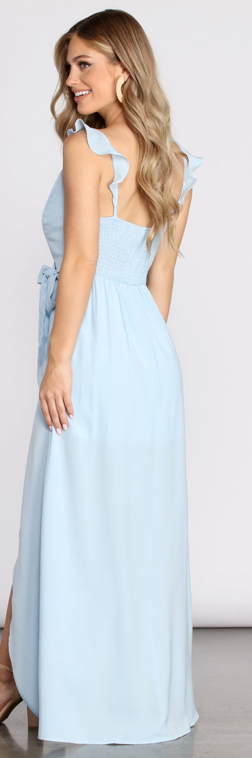 Sweet Love Chiffon Ruffle Strap Maxi Dress