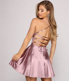 A Moment In Satin Skater Dress as your 2024 graduation dress will help you be ready to celebrate and feel stylish at your commencement ceremony or grad party!