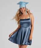 A Moment In Satin Skater Dress as your 2024 graduation dress will help you be ready to celebrate and feel stylish at your commencement ceremony or grad party!